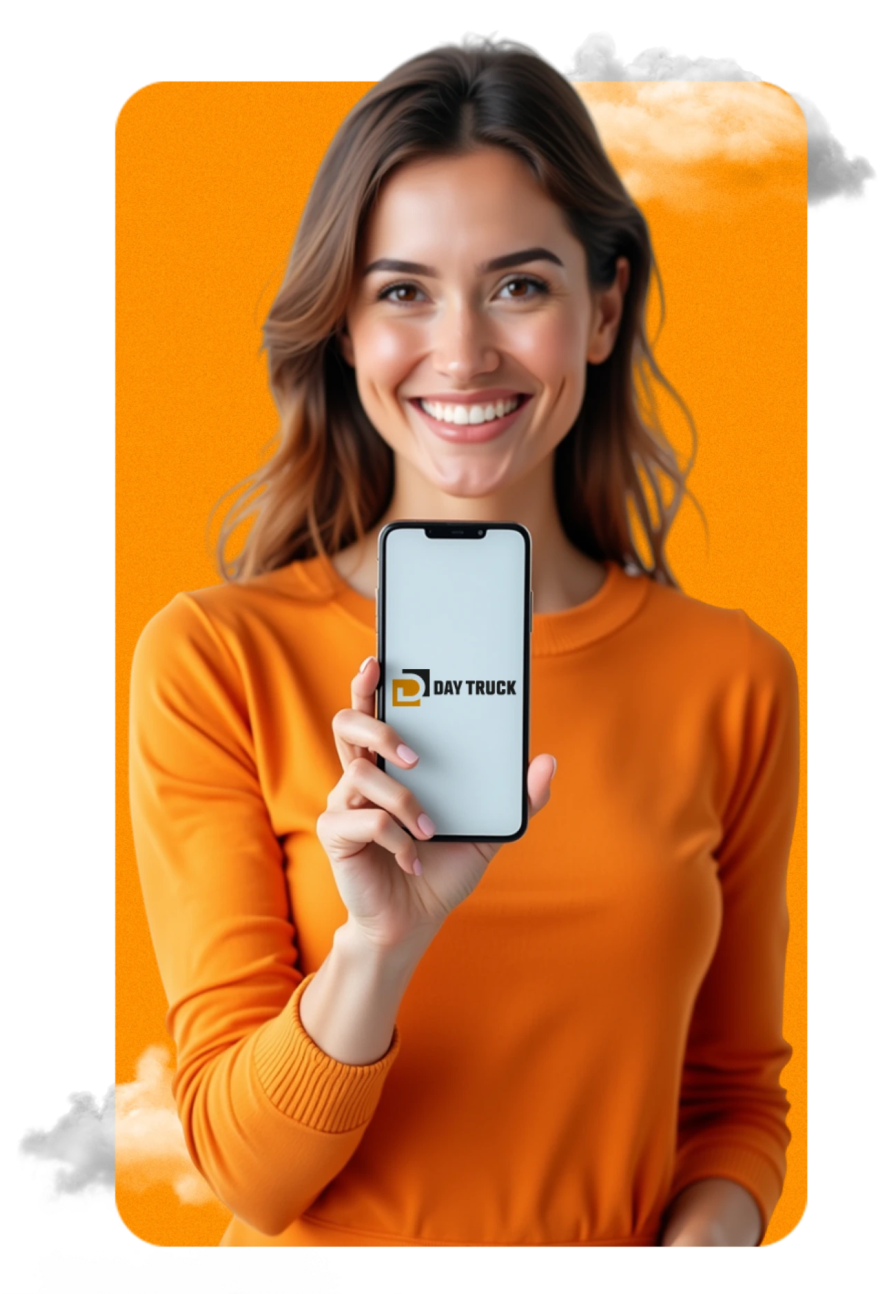 Illustration of a delivery truck providing on-demand transportation service through the app